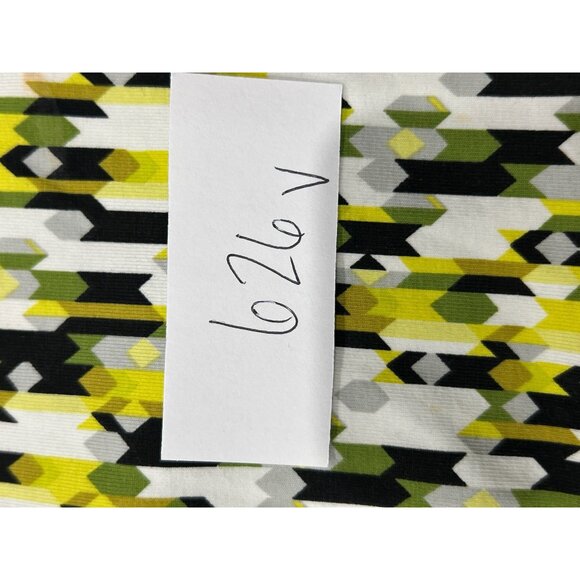 Denim & Co. Active Geometric Print Top Yellow Green Sz Medium 3/4 Sleeve Artsy - Picture 8 of 9